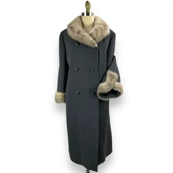 ❌SOLD❌1950's union gray wool and mink fur swing coat by TOWNLEY SAMTERS for NINA - Picture 11 of 14